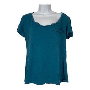 Charlotte Russe Womens Teal Short Sleeve Pocket Tee Shirt Size Large